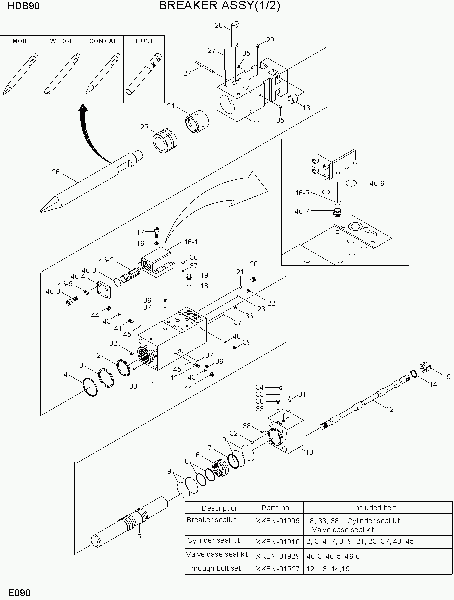 E091 BREAKER ASSY(2/2) экскаватора гусеничного Hyundai HDB BREAKERS