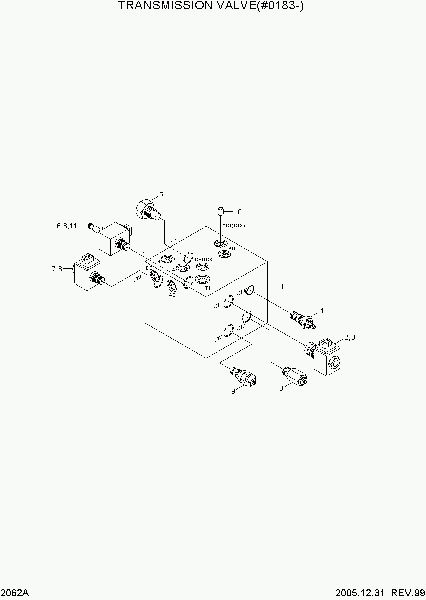 2062A Клапан коробки передач (трансмиссии, КПП) экскаватора колесного Hyundai R130W-3