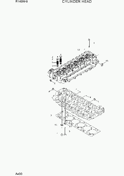 A400 Головка блока цилиндров экскаватора колесного Hyundai R140W-9