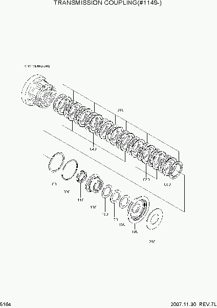 5164 Муфта коробки передач (КПП, трансмиссии) экскаватора колесного Hyundai R200W-7