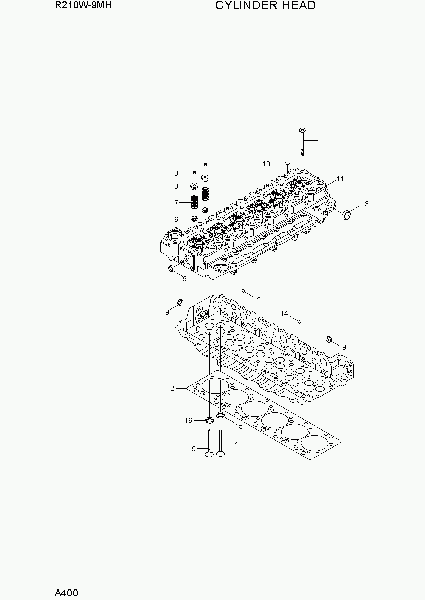A400 Головка блока цилиндров экскаватора колесного Hyundai R210W9-MH
