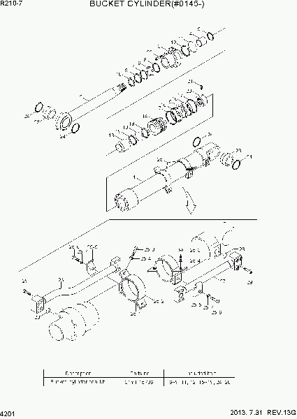4201 Цилиндр ковша экскаватора гусеничного Hyundai R210-7(INDIA)