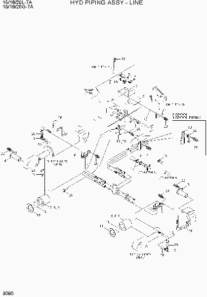3080  HYD PIPING ASSY - LINE     Hyundai 15/18/20G-7A