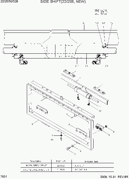 7631  SIDE SHIFT (CASCADE, 22/25B, NEW)   Hyundai 22B/25B/30B/32B-7