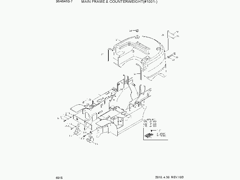 6015  MAIN FRAME & COUNTERWEIGHT(#1001-)   Hyundai 35D/40D/45D-7