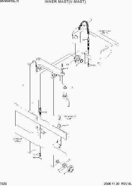 7020  INNER MAST (V-MAST)   Hyundai 35D/40D/45D-7