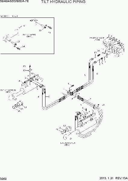 3060  TILT HYDRAULIC PIPING   Hyundai 35/40/45DS/50DA-7E