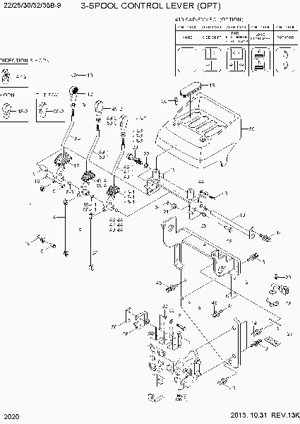 2020  3-SPOOL CONTROL LEVER(OPTION)   Hyundai 40/45/50B-9