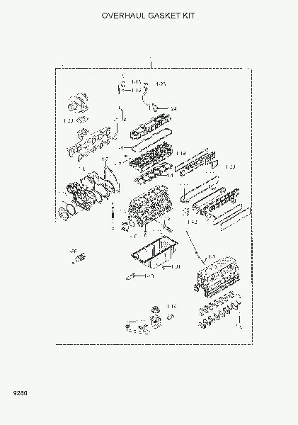 9280  OVERHAUL GASKET KIT   Hyundai 80D-7