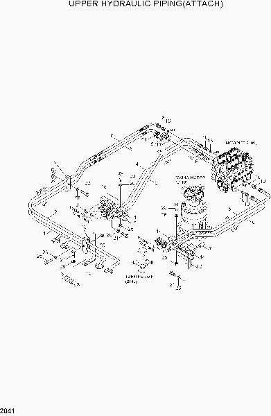 2041  UPPER HYDRAULIC PIPING(ATTACH)   Hyundai R130W-3