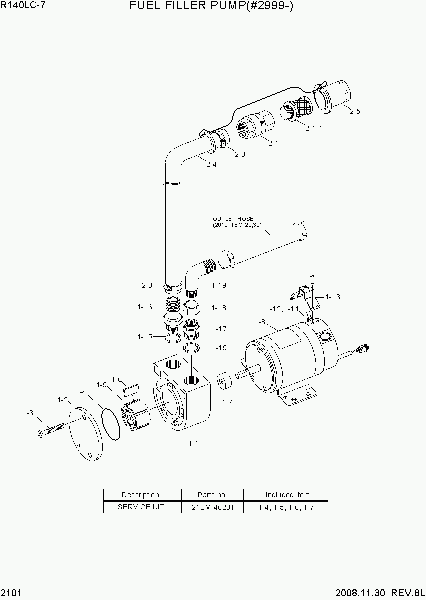 2101  FUEL FILLER PUMP(#2999-)   Hyundai R140LC-7