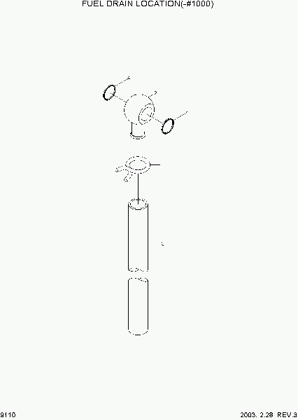 9110  FUEL DRAIN LOCATION(-#1000)   Hyundai R140LC-7