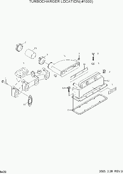 9420  TURBOCHARGER LOCATION(-#1000)   Hyundai R140LC-7