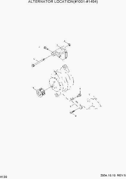 A130  ALTERNATOR LOCATION(#1001-#1494)   Hyundai R140LC-7