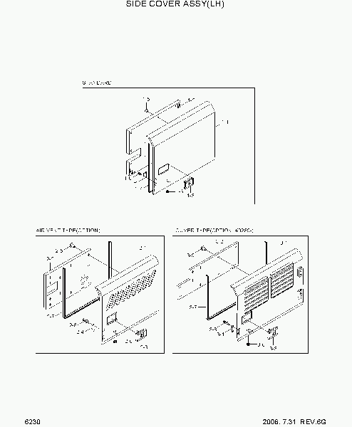 6230  SIDE COVER ASSY(LH)   Hyundai R140W-7
