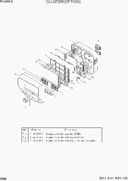 2086  CLUSTER(OPTION)   Hyundai R140W-9