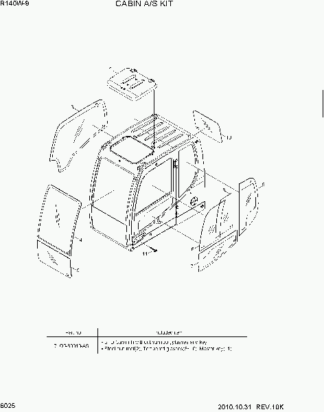 6025  CABIN A/S KIT   Hyundai R140W-9