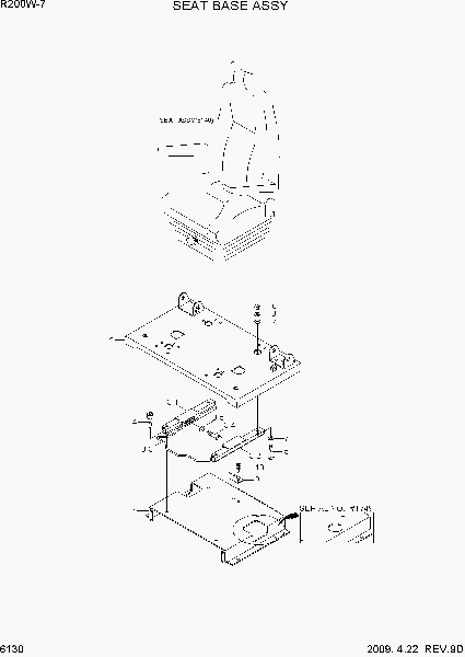 6130  SEAT BASE ASSY   Hyundai R200W-7