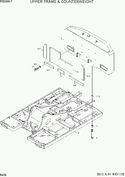 6400  UPPER FRAME & COUNTERWEIGHT   Hyundai R200W-7