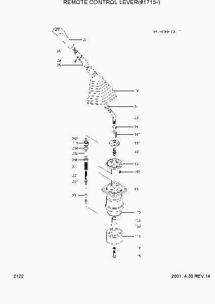 2122  REMOTE CONTROL LEVER(#1715-)   Hyundai R210LC-3
