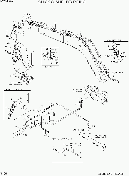 3450  QUICK CLAMP PIPING(#1267-)   Hyundai R210LC-7