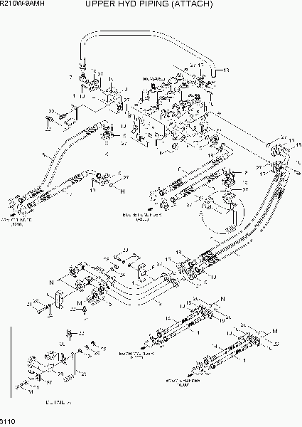 3110  UPPER HYD PIPING (ATTACH)   Hyundai R210W9AMH