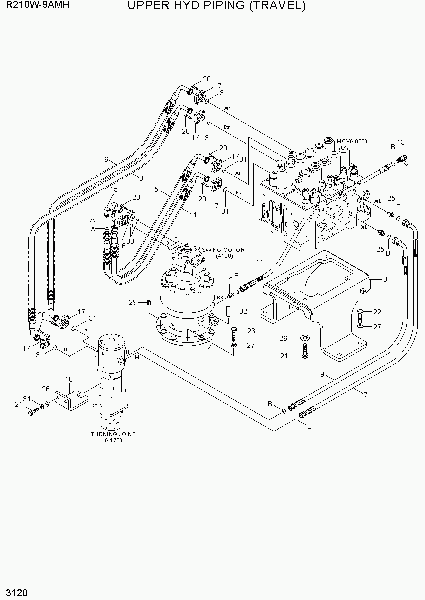 3120  UPPER HYD PIPING (TRAVEL)   Hyundai R210W9AMH