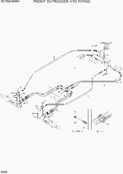 3450  FRONT OUTRIGGER HYD PIPING   Hyundai R210W9AMH