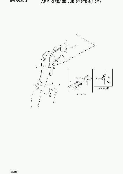 3618  ARM  GREASE LUB SYSTEM(4.5M)   Hyundai R210W9-MH