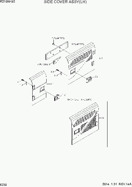 6230  SIDE COVER ASSY(LH)   Hyundai R210W-9S