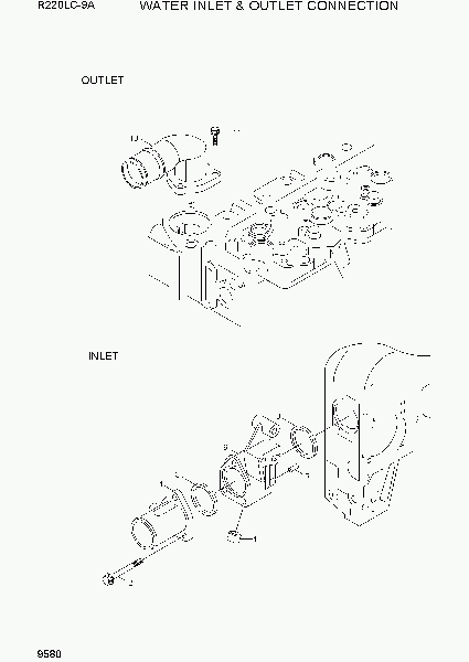 9580  WATER INLET & OUTLET CONNECTION   Hyundai R220LC-9A