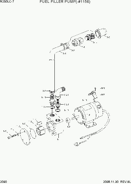 2090  FUEL FILLER PUMP(-#1156)   Hyundai R250LC-7