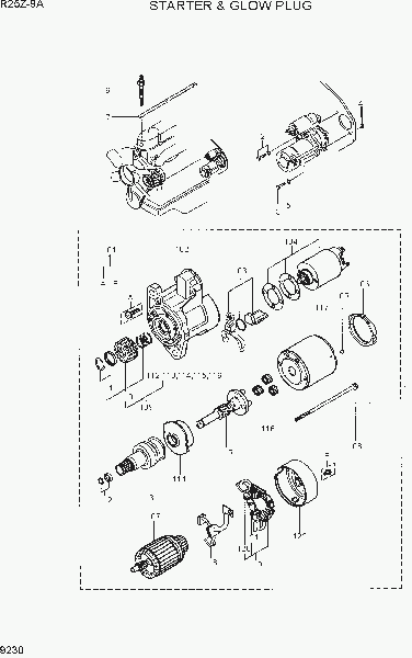 9230  STARTER & GLOW PLUG   Hyundai R25Z-9A