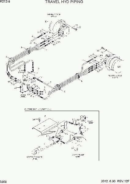 3300  TRAVEL HYD PIPING   Hyundai R27Z-9