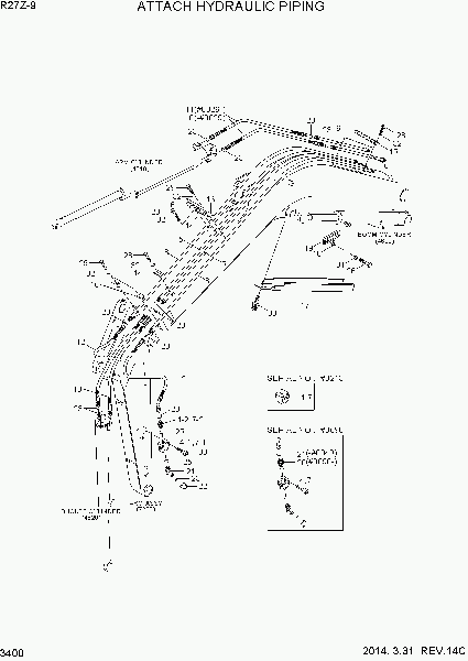 3400  ATTACH HYDRAULIC PIPING   Hyundai R27Z-9