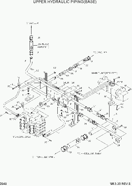 2040  UPPER HYDRAULIC PIPING(BASE)   Hyundai R290LC-3H