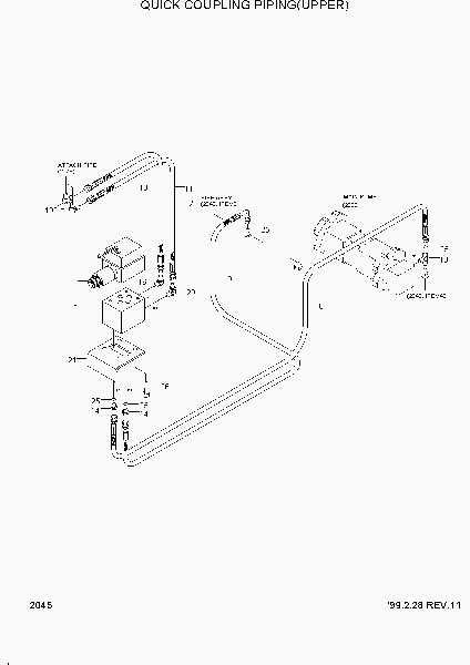 2045  QUICK COUPLING PIPING(UPPER)   Hyundai R290LC-3H
