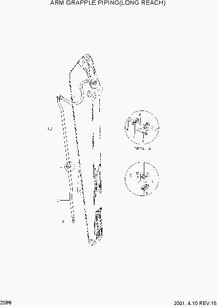 2086  ARM GRAPPLE PIPING(LONG REACH)   Hyundai R290LC-3