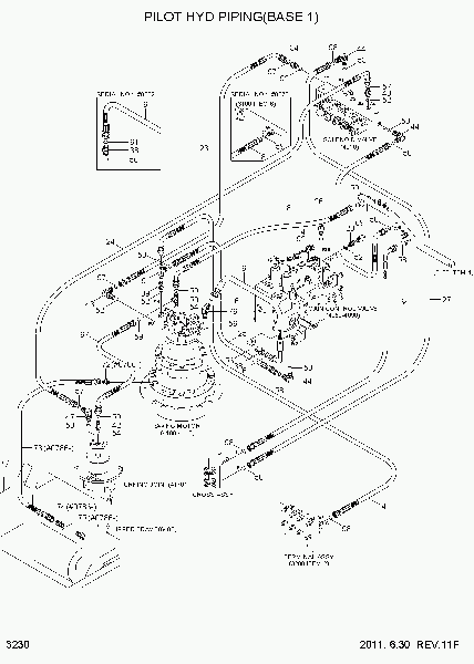 3230  PILOT HYDRAULIC PIPING(BASE 1)   Hyundai R290LC-7A