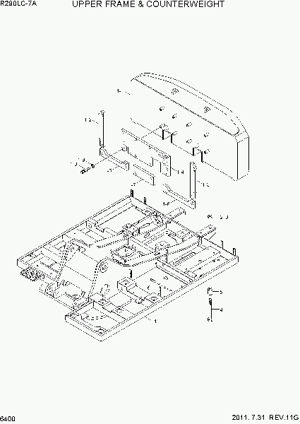 6400  UPPER FRAME & COUNTERWEIGHT   Hyundai R290LC-7A