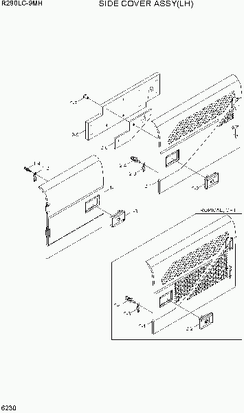 6230  SIDE COVER ASSY(LH)   Hyundai R290LC-9MH