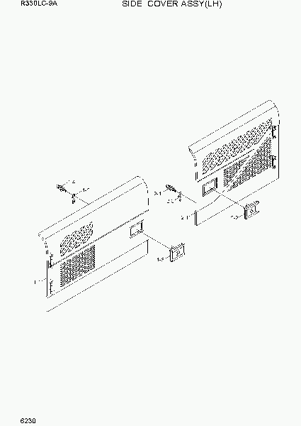 6230  SIDE COVER ASSY(LH)   Hyundai R330LC-9A