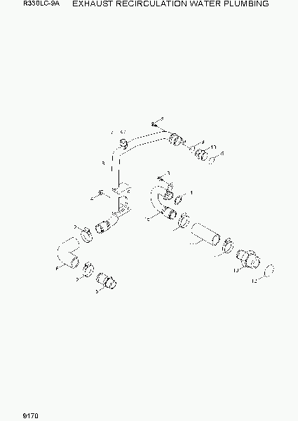 9170  EXHAUST RECIRCULATION WATER PLUMBING   Hyundai R330LC-9A
