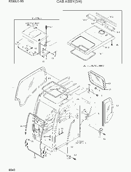6040  CAB ASSY(3/4)   Hyundai R330LC-9S