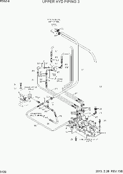 3120  UPPER HYD PIPING 3   Hyundai R35Z-9