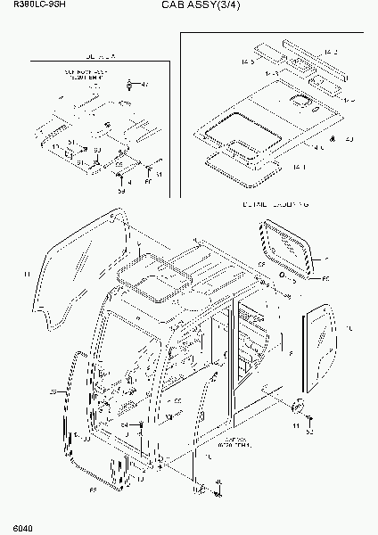 6040  CAB ASSY(3/4)   Hyundai R380LC-9SH