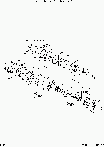 2143  Редуктор хода экскаватора гусеничного Hyundai R450LC-3(-#1000)
