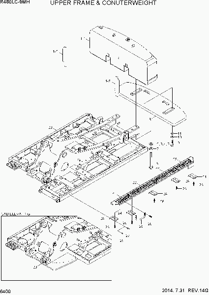 6400  UPPER FRAME & COUNTERWEIGHT   Hyundai R480LC-9MH