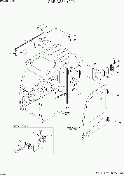 6030  CAB ASSY(2/4)   Hyundai R520LC-9S