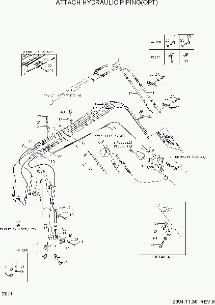 2071  ATTACH HYDRAULIC PIPING(OPT)   Hyundai R55-3